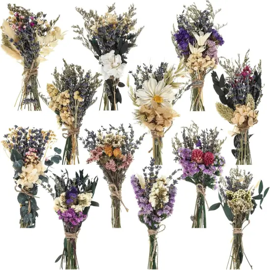 12 Pack Boho Dried Flower Bouquet Mini Wedding Handmade Dry Flowers Decor for Vase Crafts DIY Photo Boutonniere for Men Floral Plant for Bridesmaid Gift Birthday Decor(Lavender) {1}