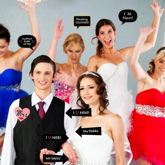52Pcs Wedding Photo Booth Props Kit for Bridal Shower, Engagement and Valentines Party {2}