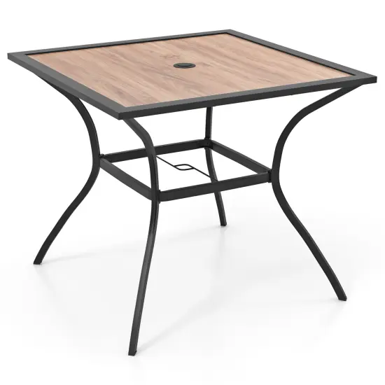 Patio Dining Table for 4 Square Bistro Table with Umbrella Holes {1}