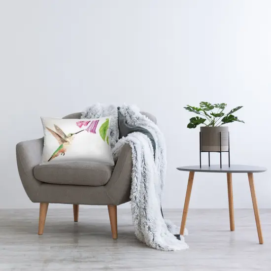 Stupell Industries Hummingbird & Bluebell Flower Decorative Printed Pillow design by Stephanie Fielden, 14 x 7 x 20 {3}