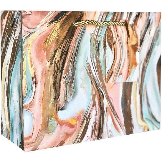 Pack/6: Marbleized Magic Bronze Gift Bag - 10 x 4 x 8" {1}
