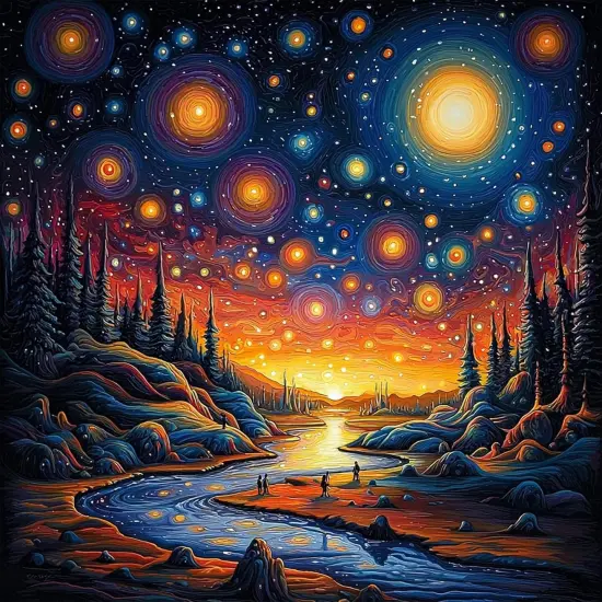 Abstract Landscape Diamond Art Kits, Starry Sky Diamond Painting Kits for Adults Beginners, DIY 5D Diamond Dots Kits Gem Painting for Home Wall Art Decor 12x12 inch {1}