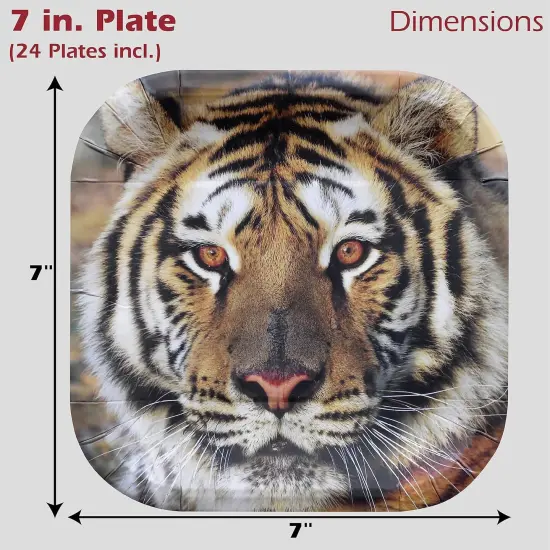 Tiger Theme Party Pack for 24 Guests! Photo-Realistic Tiger Supplies for a Roaring Good Birthday, Football, or any Big Cat Event! Includes 24 Dinner Plates & 24 Side Plates {4}