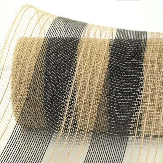 Jute Deco Mesh 10 Inch Jute Mesh Ribbon Natural and Black Wide Stripe Poly Mesh Ribbon {5}