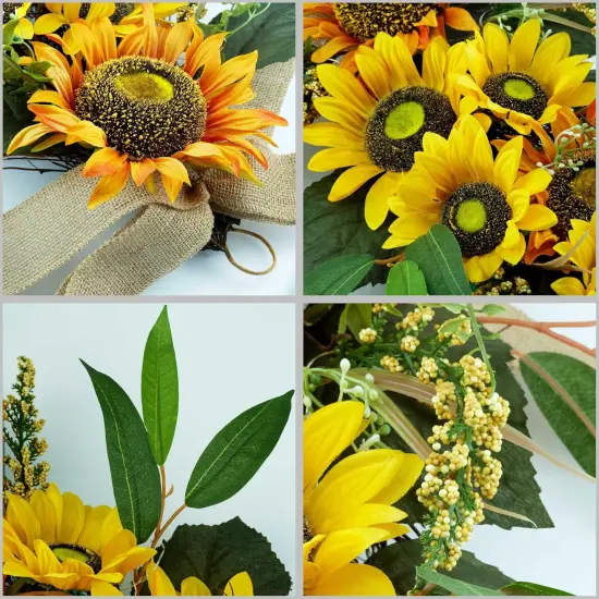 24" Pre-lit Decorative Teardrop Swag, Battery Operated Autumn Theme Swag with Fairy Lights {4}