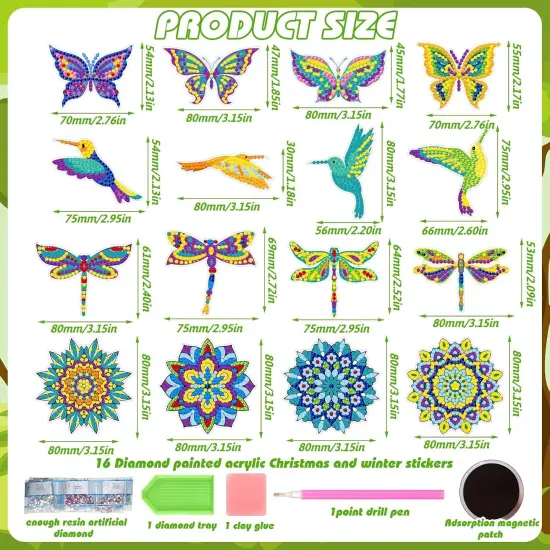 16 Pcs Spring Diamond Art Painting Magnet Kits {3}
