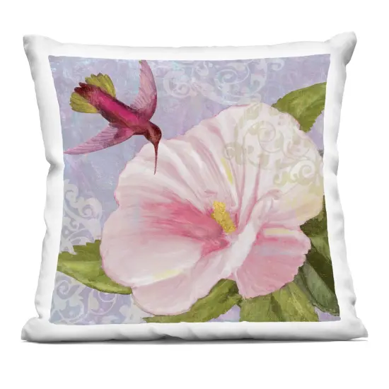 Stupell Industries Hummingbird with White Flower Decorative Printed Pillow design by Sasha, 18 x 7 x 18 {1}