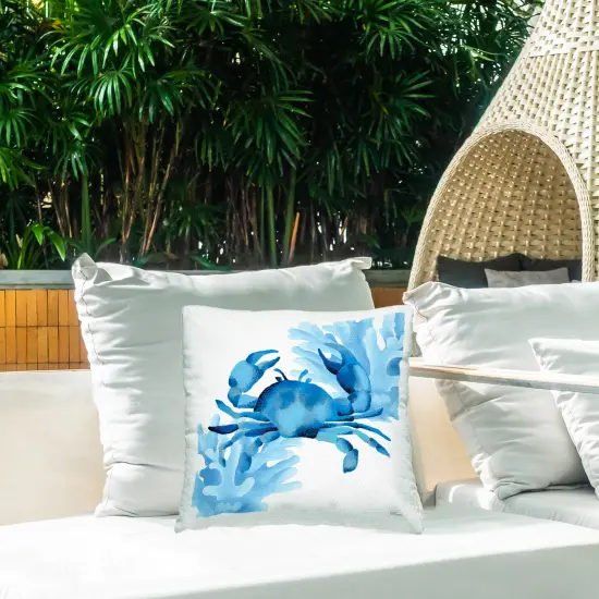 Stupell Industries Blue Tone Crab & Coral Outdoor Printed Pillow design by Cat Thurman Designs, 18 x 7 x 18 {2}