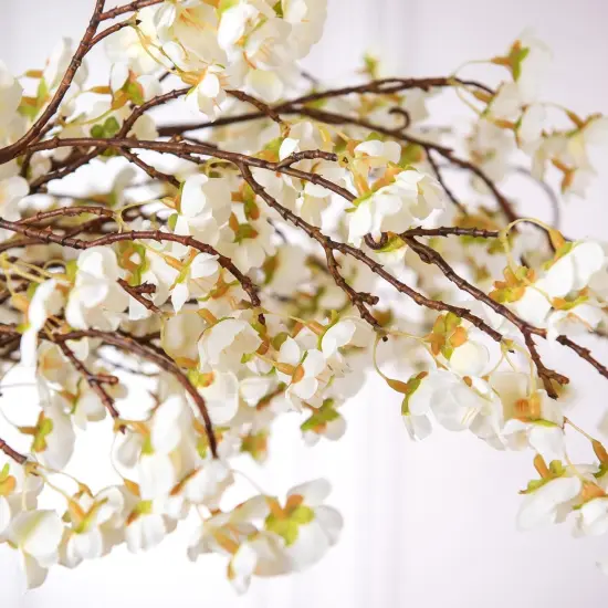 4 Pcs Summer Floral Arrangement &ndash; Artificial Cherry Blossom Flower Branches, Bulk Silk Faux Flowers Real Touch Bouquet for Home Decor, Vase Not Included (White) {3}