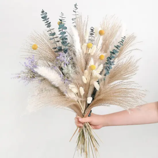 Flora Natural Dried Pampas Eucalyptus Rabbit Tail Grass,(Pack of 66pcs) with 6 Kinds of DIY Bridal Artificial Bouquets Home Decor Wedding Floral Arrangement Table Centerpieces {2}