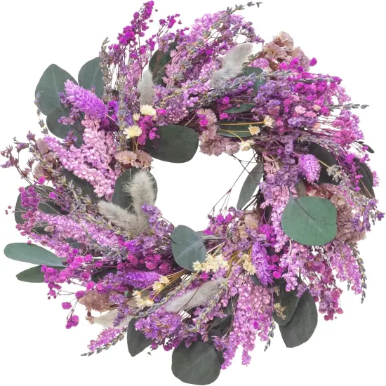 Natural Dried Flowers Wreath 10-Inch Purple Lavender Candle Ring Table Centerpiece Small Spring Lavender Wreath for Cabinate Wall Window Door {1}