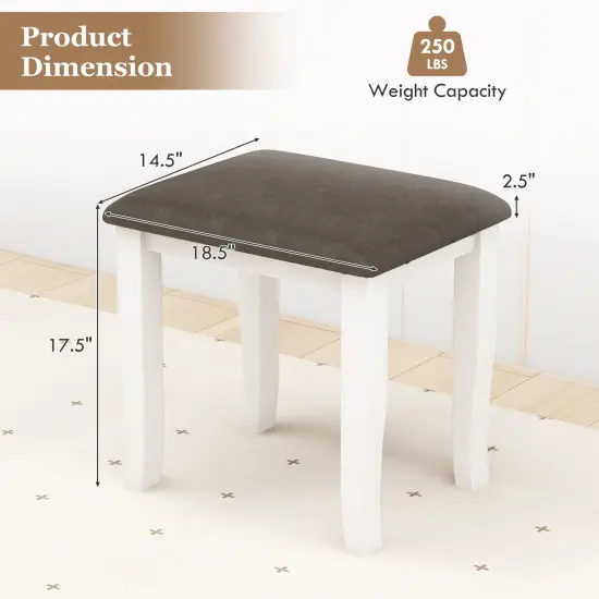 Set of 2 Vanity Stool Set, Cushioned, Solid Wood Frame, Stylish and Versatile Design {5}