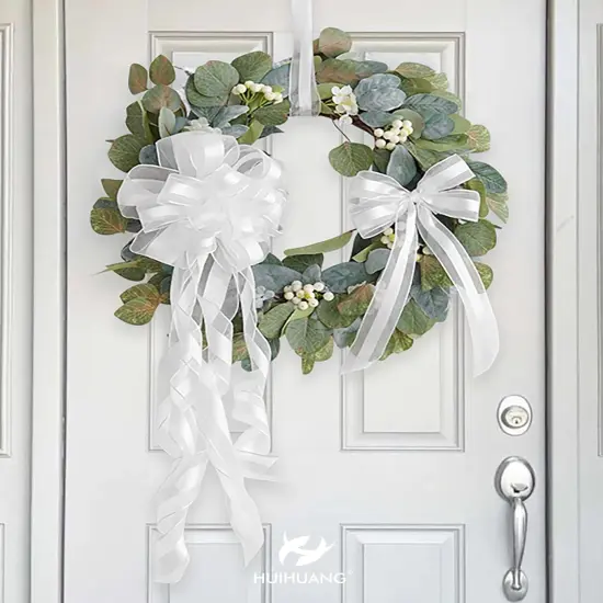 White Wired Ribbon Satin Stripe Sheer Wired Ribbon {4}