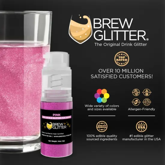 Brew Glitter - Pink Edible Drink Glitter (4g, Mini Spray Pump) for Beer, Cocktails and Beverages {3}