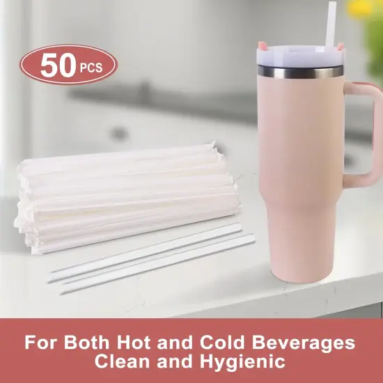 50PCS Disposable Straws for 40 OZ Tumbler, Extra Long Straws Disposable for Stanley Cup 30 Oz 40 Oz Tumbler, Individually Wrapped {5}