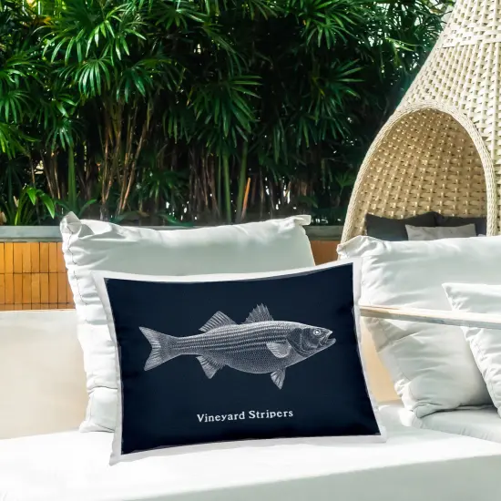 Stupell Industries Vineyard Stripers Fish Outdoor Printed Pillow design by Phillipa Katz, 14 x 7 x 20 {2}