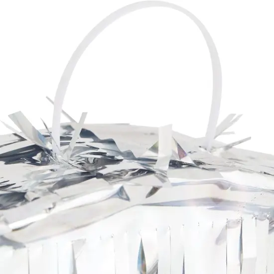 Small Holographic Silver Foil Number 5 Pinata for Kids Birthday Party Decorations (15.7x9x3 in) {5}