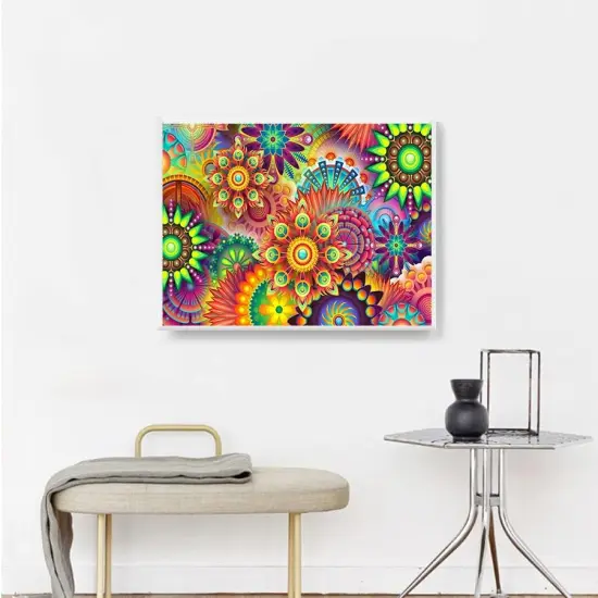 DIY 5D Diamond Painting Flower, Diamond Art Painting Colorful Flower by Number Kits for Adults and Kids, Abstract Flowers Arts Painted with Round Full Drill for Gift Wall Decor(12x16in) {3}