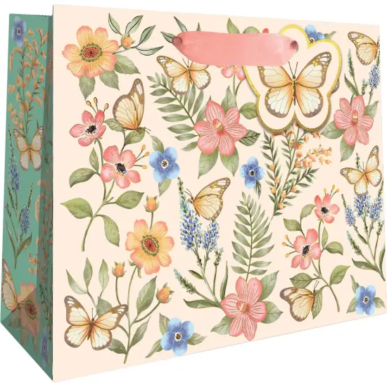 Pack/6: Butterfly Floral Gift Bag - 10 x 4 x 8" {1}