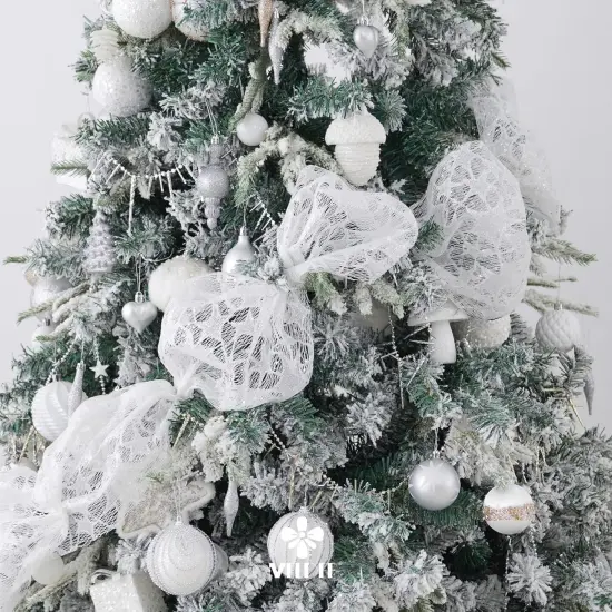 White Glitter Mesh Star Web Ribbon 10 Inch Wide by 10 Yards Roll White Mesh Fabric Ribbon Decorative Mesh White Mesh Ribbon {3}