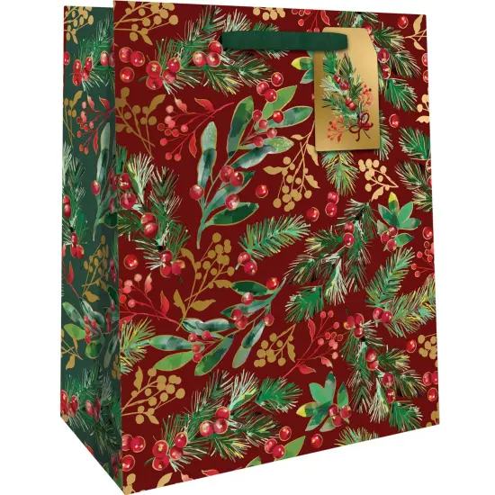 Pack/6: Winter Foliage Gift Bag - 8 x 4 x 10" {1}