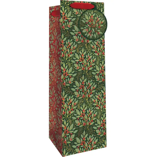 Pack/6: Holly Tapestry Wine Bag - 4-1/2 x 4-1/2 x 14" {1}
