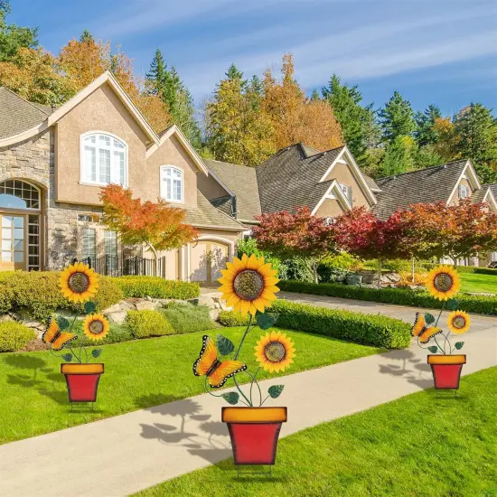 Spring Sunflower Decorative Garden Stake Yard Decor {2}