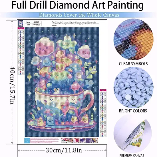 Cute Diamond Painting Kits for Adults-Diamond Art Kits for Cartoon, Cup Gem Art Kits for Adults for Gift Home Wall Decor (12x16inch) {2}