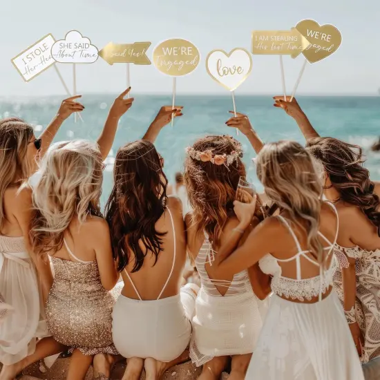 40Pcs Gold Engagement Photo Booth Props We are Engaged Photo Props Decorations for Wedding Reception Bridal Shower Ceremony Party Supplies Favors {4}