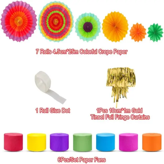 Mexican Fiesta Theme Party with Fiesta Paper Fans, Mexican Fiesta Cinco De Mayo Party Decorations Streamer for Taco Party Wedding Bridal Baby Shower Birthday Supplies {2}