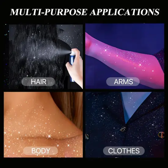 Body Glitter Spray for Hair and Body, Hairspray for Clothes, Long-Lasting Body Shimmer Spray Suitable for Stage, Festival Rave and Makeup Prom 2.11 Fl Oz {4}