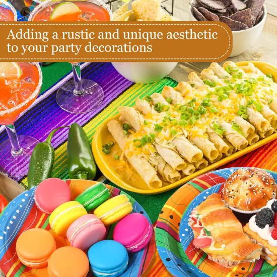 100 Pack Mexican Independence Day Fiesta Paper Plates Colorful Stripes Dinner Plates and Mexican Serape Dessert Party favors for Birthday Taco Party Supplies {5}
