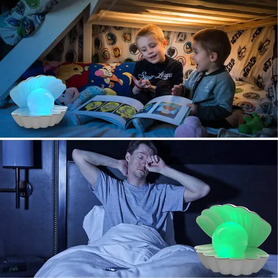 Summer Shell Pearl LED Night Light &ndash; 8 Color Changing RGB Clamshell Mood Lamp for Beach-Inspired Bedroom, Relaxing D&eacute;cor, & Coastal Vibes {3}