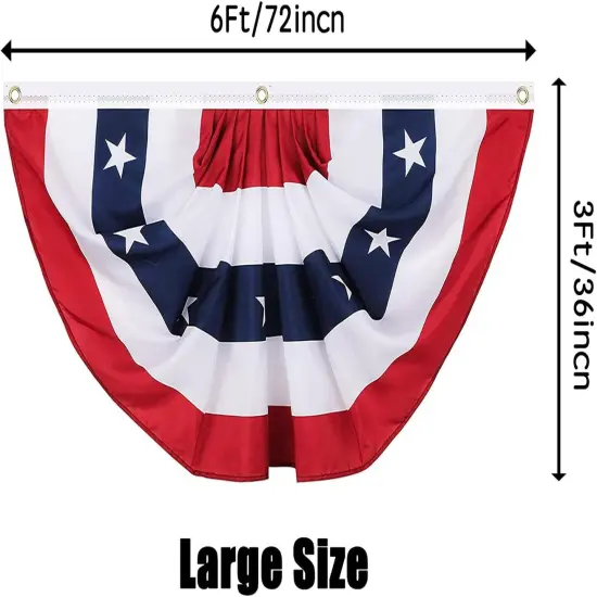 American Pleated Fan Flag, 3 X 6 Ft USA Patriotic Flag Bunting American Flags Patriotic Bunting 4th of July Decorations Patriotic Bunting Red White And Blue Patriotic Decor bunting Flags Outdoor/Outside（Set of 4） {3}
