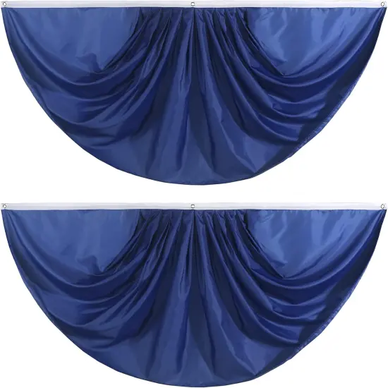 Blue Pure Solid Colour Pleated Fan Flag Bunting 3 x 6 Ft Colour Pleated 2 Pcs Fan Flag Banner Indoor/Outdoor/Front Porch Decorations {1}