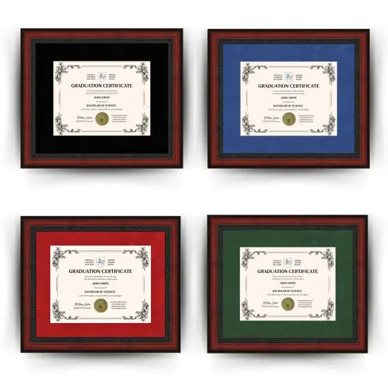 Mahogany 11x14 Diploma Frame for 8.5x11 Certificate University College High School Blue {2}