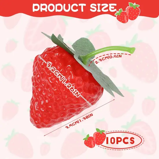10 PCS Artificial Strawberries Fake Strawberries Plastic Lifelike Strawberry {2}
