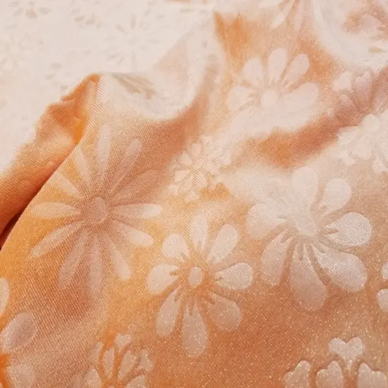 1 Yard Orange Stardust Embossed Floral Stretch Velvet Fabric for Dresses Decor DIY 56" Width {4}