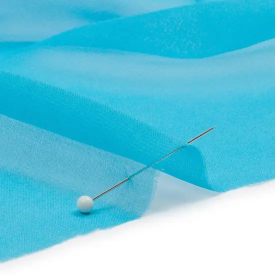 1 Yard Horizon Blue Silk Chiffon Sheer Lightweight Fabric for Dresses Scarves and Overlays, 44 Inches Width {2}