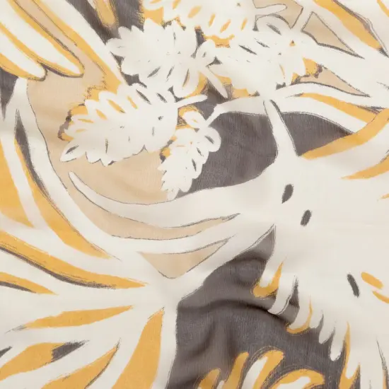 1 Yard Honey Mustard & Wren Painterly Floral Silk Chiffon 54" Wide Lightweight & Sheer Fabric {1}