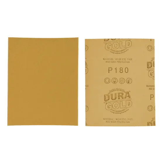 180 Grit Gold - 1/4 Sheet Plain Backing Sandpaper 5.5" x 4.5" - For Palm Sanders - Box of 400 {2}