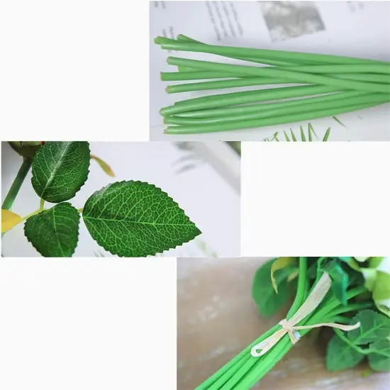 12pcs Artificial Flowers Silk Realistic Roses DIY Bouquet (Spring Red) {5}