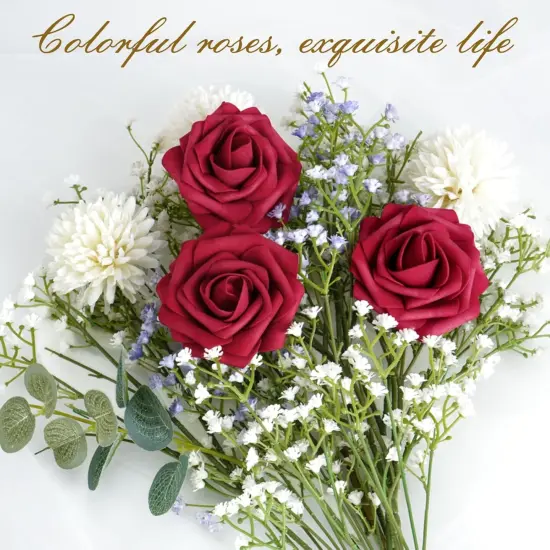 16Pcs Artificial Flowers Fake Roses with Stems {5}