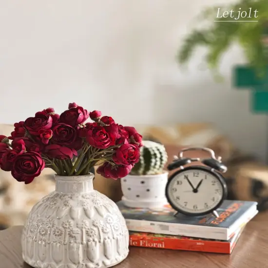 18 Pcs Red Artificial Flower Ranunculus Wedding Bouquet {4}