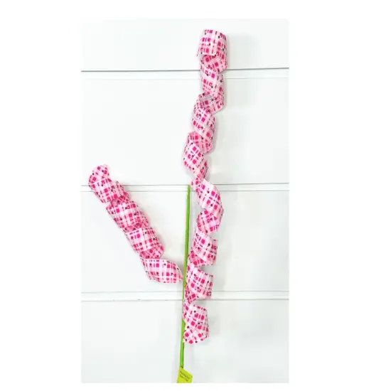 24L" Pink Daisy Curl Wreath Pick - Vibrant Floral Accent-63222PK {1}