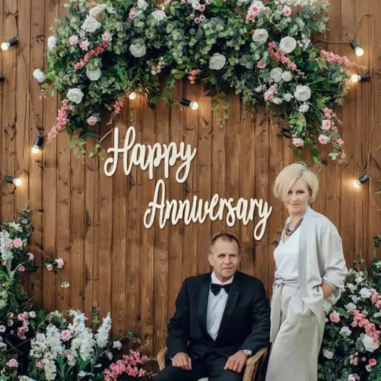 Happy Anniversary Banner Decorations- Wooden Happy Anniversary Sign {4}