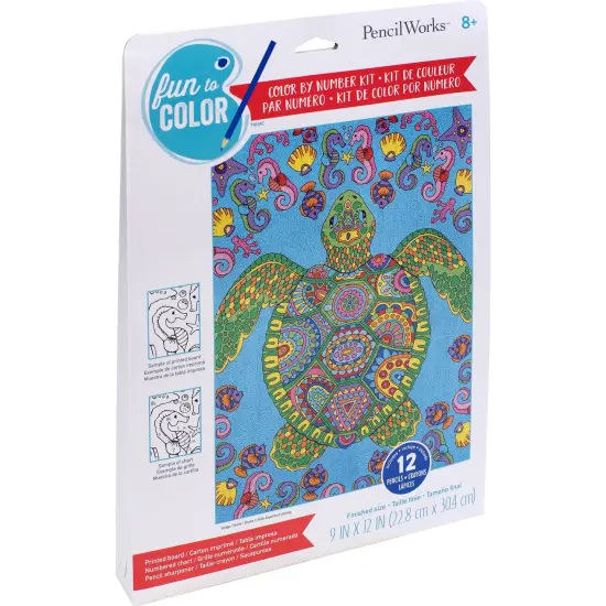 Pencil Works Color By Number Kit 9"X12"-Colorful Turtle {3}
