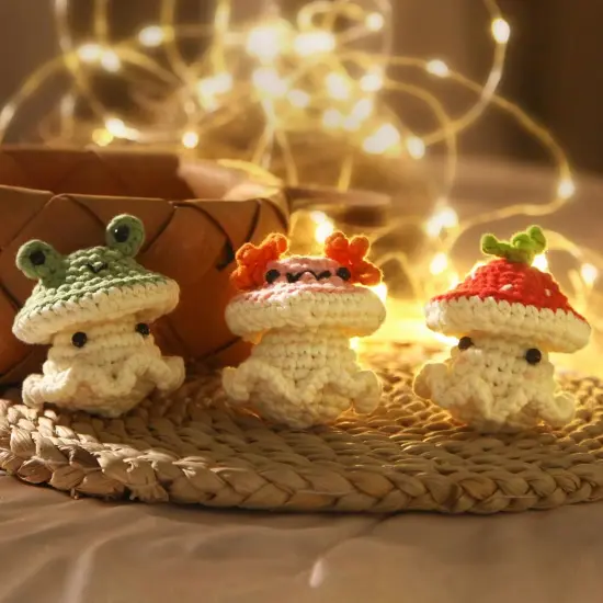 3 PCS Animal Mushroom Starter Crochet Kits {5}