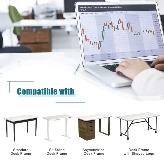 Large 48 Inch White Desk Tabletop Wooden Surface with Cable Management and Rounded Corners (Only Tabletop) {3}