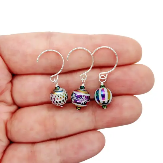 Tiny Christmas Ornaments, 8 pieces with Hooks, Miniature Glass Balls for Dollhouse Tree, Adorabilities {1}